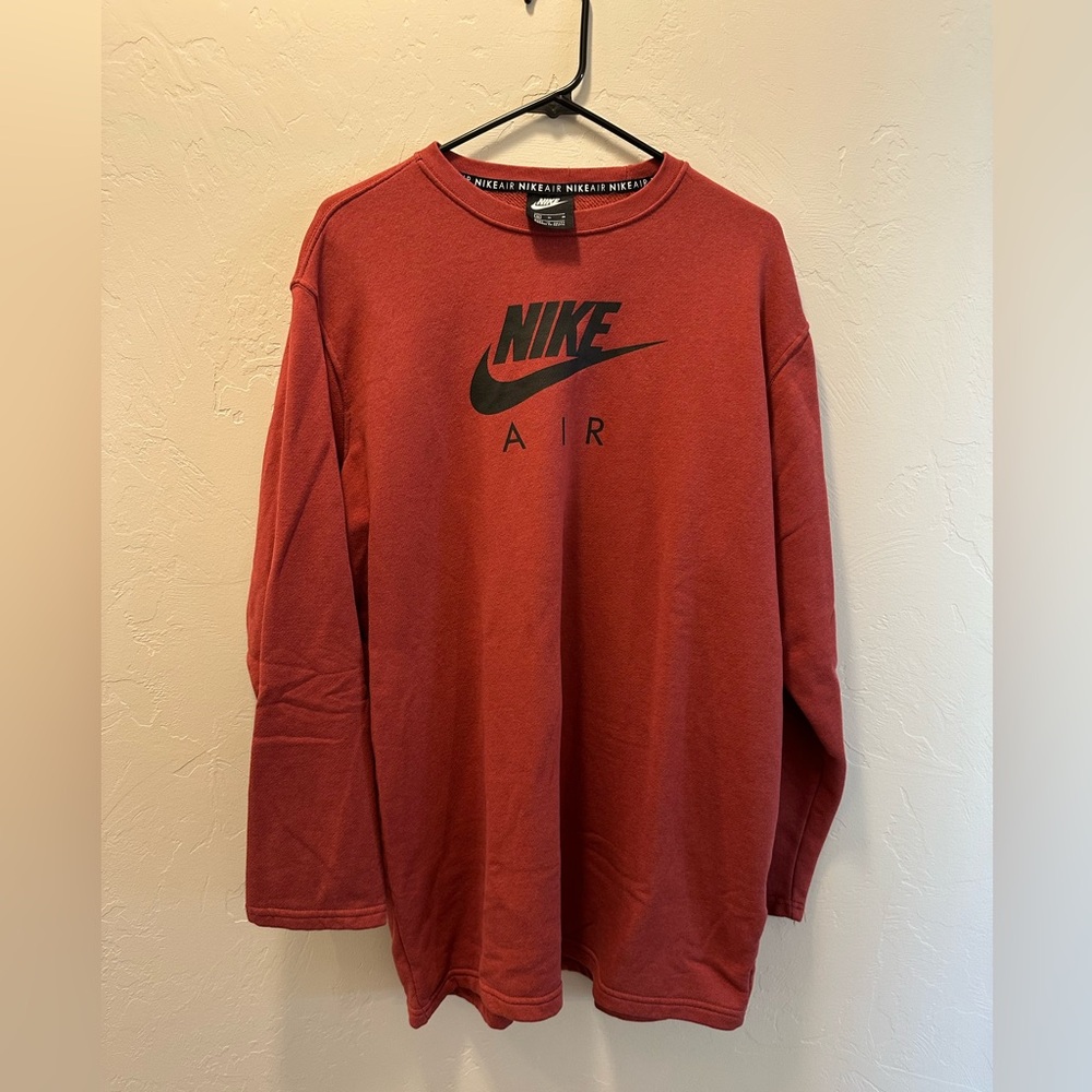 Nike Mens Long Sleeve Sweater in Red with Black Logo